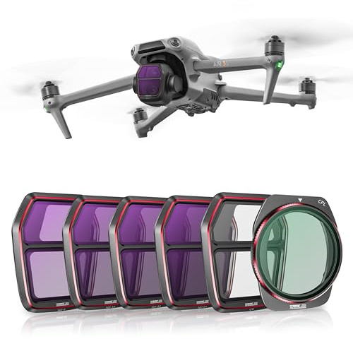 STARTRC Air 3S ND Filter Set für DJI Air 3S Zubehör, 6-Pack Filter-(ND/8/16/32/64/UV/CPL), Neutraldichtefilter Drone Lens Zubehör, Multi Coated HD Optical Glas/Aluminium Rahmen