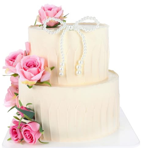 Pearl Bow Cake Topper, Faux Pearl Bows for Cake Decorating, Elegant Coquette Cake Topper Bow Cake Decorations, Cake Pearls Cake Bows Cake Topper for Bridal Shower Birthday Wedding Party Decor (1pc)