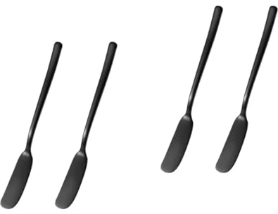 COLLBATH 4 Stück Klinge Aus Rostfreiem Stahl Spachtel Aus Stahl Butterspatel Gewürzstreuer Creme Frischkäseaufstrich Buttermesser Gewürzmesser Butterwickler Käsestreuer Käseklinge Black