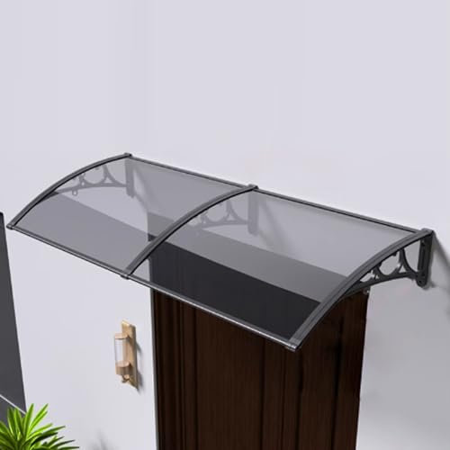 Fenstermarkise, Regenschutz, Schatten, selbstreinigende Dachvordächer für Hausfronten, widerstandsfähiger Fenster-Regenschutz, 2,5 mm dick, Grau, 80 x 220 cm, Schwarz