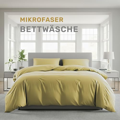 Lavea® Sängset i mikrofiber med påslakan 135x200 + 1 örngott 80x80 cm – Mjuk, andningsbar och OEKO‑TEX-certifierad – Beige