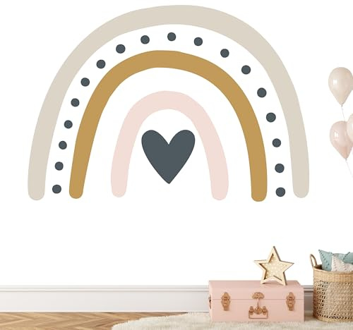 KIDSMOOD - Wandtattoo Kinderzimmer Deko, Wandaufkleber als Dekoration für Babyzimmer, Selbstklebend und rückstandslos Entfernbar, Wandsticker mit Regenbogen Motive für Mädchen und Jungen - 80x58 cm