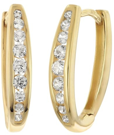 trendor Damen-Ohrringe 925 Silber Vergoldet Zirkonia Klapp-Creolen 28039 | eleganter Ohrschmuck für Frauen, modische Geschenkidee und edles Accessoire,