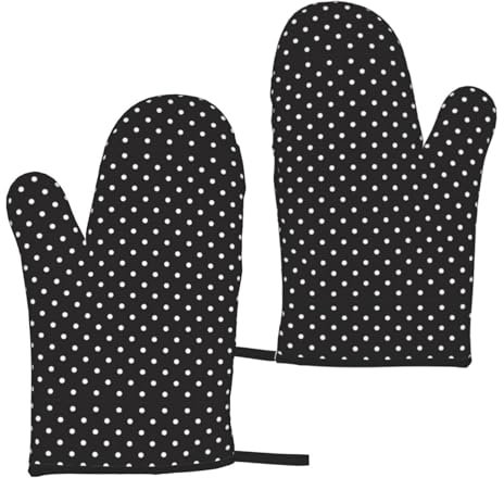 Mikrowellen-Handschuhe, Ofenhandschuh, dicke Baumwollfutter, schützt die Hände, Kochhandschuhe mit weißen Punkten