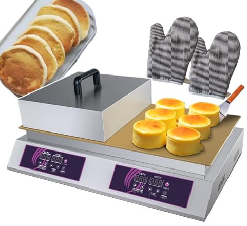 QUSYZD Macchina per Pancake elettrica | Piastra Antiaderente elettrica Commerciale con Temperatura Regolabile 60-240°C | Macchina per Il Pane in Acciaio Inossidabile per Dessert,