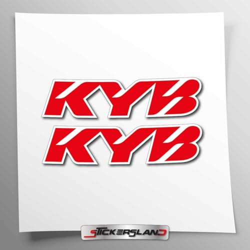 Kit d'autocollants compatible avec les fourches KYB | autocollants pour fourche de moto | Adhésif en vinyle APPLICATION FACILE Impression UV | Stickersland® (Rouge Impression V2)