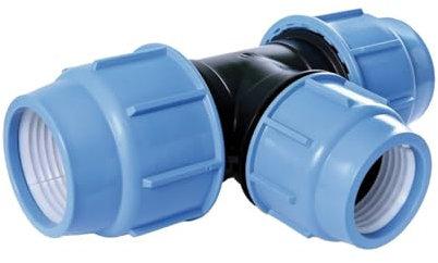 SAB Raccordi a Compressione BlueSeal 16, T 90° Ridotto Ø 40 x 32 x 40 Raccordo Idraulico in PP, PN16, per Giunzione Tubi in Polietilene, per Impianti di Irrigazione