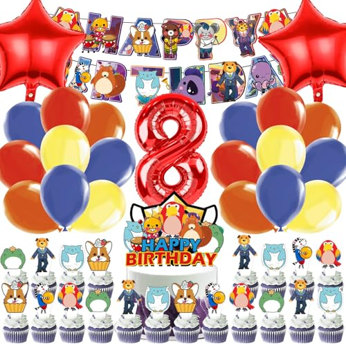 OSOFREE 45 Stück Geburtstagsdeko 8 Jahre Junge, Luftballons Geburtstag Party Set, Kindergeburtstag Ballons, Party Deko Geburtstag Set für Kinder (8)