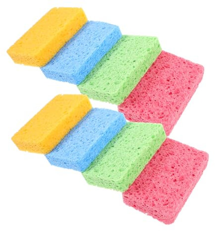 HOMOCONO Esponjas De Limpieza Natural 8 Piezas Piel Color 11x7x2,2 Cm Doble Cara Resistentes Absorción Rápida para Cocina y Lavado De Platos Ollas Sartenes Uso Doméstico Ecológico