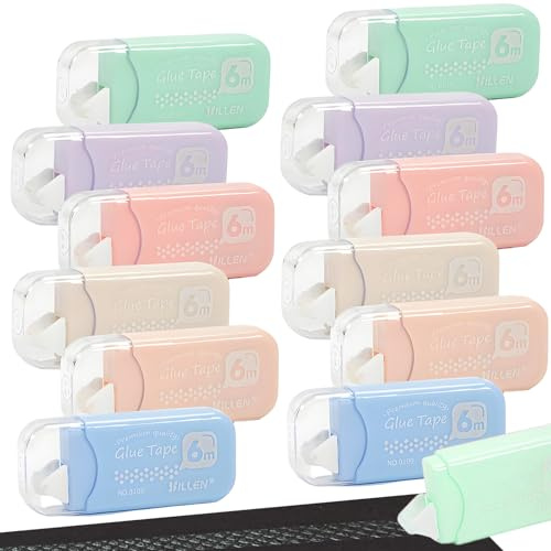 afhgdjr 12 Stück Kleberoller,Fotokleber,Fotokleber Doppelseitig Selbstklebend,Scrapbook Zubehör,Kleberoller Maus,Geeignet für Fotos, Sammelalben, Alben, Schulen und Büros