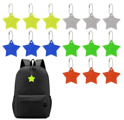NOPKESV 15 pcs Sicherheits Reflektor Anhänger, Schlüsselanhänger, Kinder Reflektor Anhänger für Puppensitze, Rucksack, Handtasche, Jacken, Rollstuhl, Gehen, Laufen, Mitgebsel