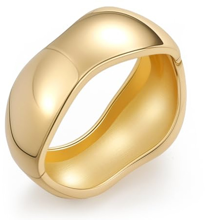 Yowivon Braccialetti Rigidi d'Oro per Donna, Bracciale Irregolare e Massiccio in Oro, Bracciale Aperto e Ritorto con Cerniera a Forma di Goccia/Onda, Bracciali Placcati in Oro 18K, Regalo di Gioielli