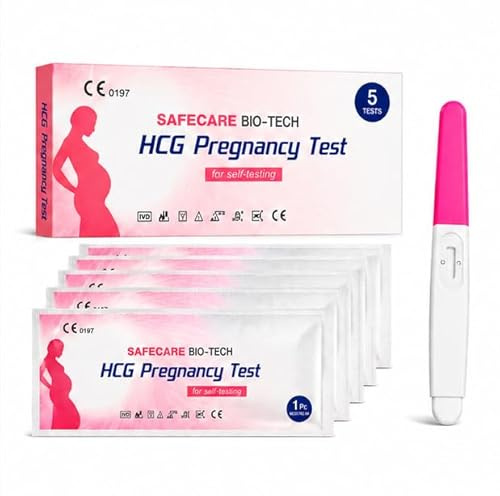 Safecare 5 x Schwangerschaftstest Midstream, Frühtest ab 10 mIU/ml, Ergebnis in 3 Minuten, über 99% genau, HCG Test zur früh Schwangerschaftserkennung