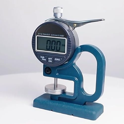 Spessimetro digitale per spugna e schiuma, risoluzione 0,01 mm, intervallo 0-12,7 mm, sonda da 30 mm, ampio display, ideale per test su carta, cartone e materiali