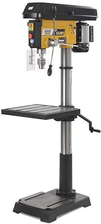 FEMI JOB LINE FM12-961PLUS - Perceuse à Colonne 20mm - Moteur 1100W - 12 Vitesses 200-1990tr/min - Table Inclinable 475x425mm - Mandrin Auto et Étau Inclus
