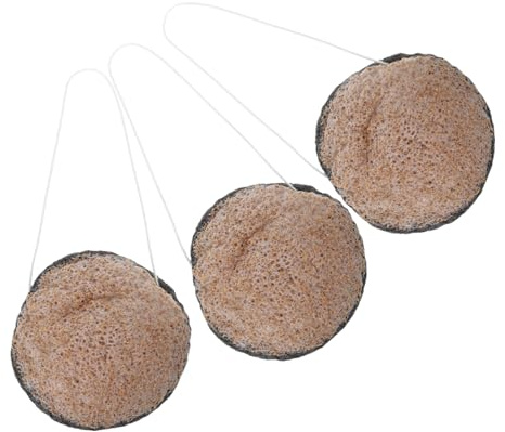 LOORGVEL Juego de 3 Esponjas Exfoliantes Faciales de Doble Cara Carbón de Bambú para Limpieza Profunda y Eliminación de Aceite en Ducha o Baño