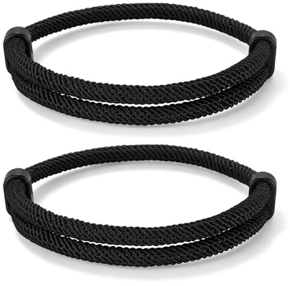 TempBeau Armband män svart segelrep surfararmband: Handgjorda surfararmband paracord för män och kvinnor nautiskt rep armband justerbart flätat armband, Verstellbar, Segelrep, Nej