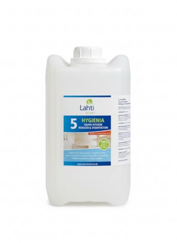 HYGIENIA 5 Sauna Reiniger & Desinfektionsmittel – alkoholfrei & pH-neutral – Für Sauna, Dampfbad & Wellness – Entfernt Bakterien, Viren, Pilze – Für Holz- & Spa-Oberflächen (5,0 Liter)