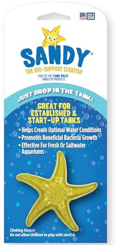 Tank Pals: Sandy The Bio-Support Starfish - 1 Pack, Yellow- Promotes A Healthy Balanced Aquarium Ecosystem, Probiotic Growth, Tank Environment Control
