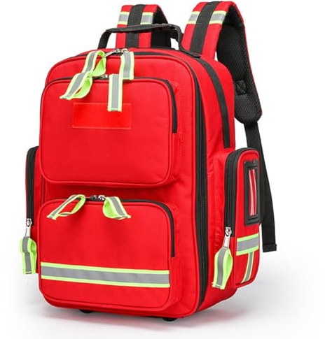 TYNJKJDM Zaino Pronto Soccorso Vuota,Borsa Emergenza Sanitaria Professionale,Borsa Infermiere con Riflettente e fischietto di emergenza per EMT,EMS,Polizia,Vigili del Fuoco,Escursionismo(Red)