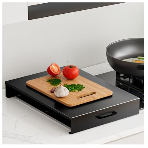 LINGDSWULING Tapa Encimera Gas Placa Resistente Deformaciones Para Apartamentos Pequeños Fogones Y Cocinas Amplias Protectores Con Asas Fácil Limpiar(Gray,30x40x5cm(12x16x2in))
