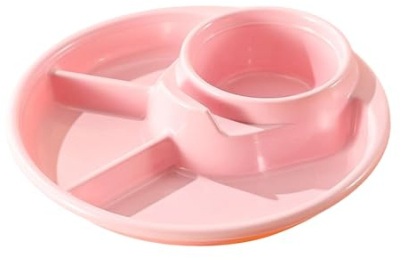 NTHFECG Speiseteller, 3-geteilter Kunststoff Speiseteller, Geteilter Teller, Portionskontrolle, Spülmaschinengeeignet für Haushalt, Kinder & Erwachsene (Pink)