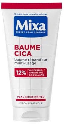 MIXA - Baume Cica - Crème Réparatrice Multi-Usage - Apaise & Protège - Réparation 8x Plus Rapide* - Texture Riche - Panthénol + Glycérine - Adultes, Enfants & Bébés - Peaux Sèches Irritées - 50 ml