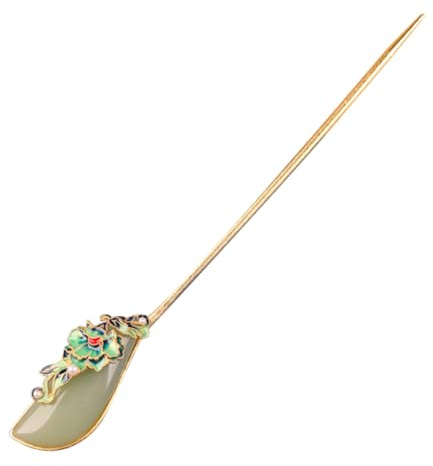ULTECHNOVO Peony Flower Hair Stick Chinese Hair Pin Vintage Style Gold Inlay Blue Flame for Women
