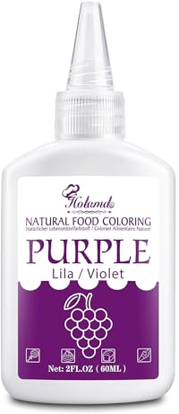 Colorante alimentario líquido natural 60ml, vegetal, vegano, sin gluten ni transgénicos, exento FD&C. Para repostería, fondant, decoración, huevos Pascua y bebidas (Morado)
