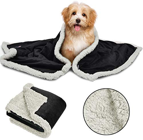 Pawsee Fleece Haustierdecke Flauschig Waschbar Sherpa Plüsch Kuscheldecke Hundebett für Hunde Welpen Katzen, 114 x 76cm