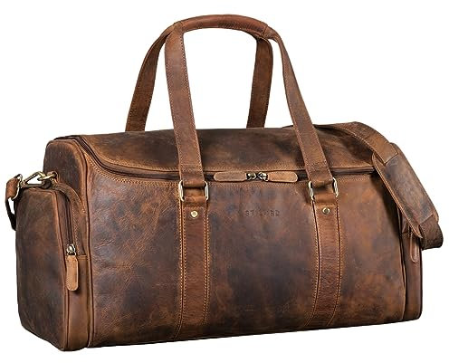 STILORD 'Myles' Vintage Reisetasche Herren Leder Weekender zum Umhängen Overnight Duffle Bag Großes Reisegepäck XL echtes Rindsleder, Farbe:mittel - braun