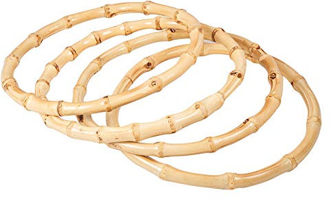 PandaHall 4 Pack Runde Bambus Handtasche Handtasche Griffe Ersatz für Handgefertigte Handtasche DIY Taschen Zubehör (Innendurchmesser: 5,9 Zoll)