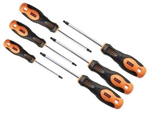SET 6 CACCIAVITI TORX CON FORO PUNTA MAGNETICA IN ACCIAIO CHROME VANADIUM VALEX