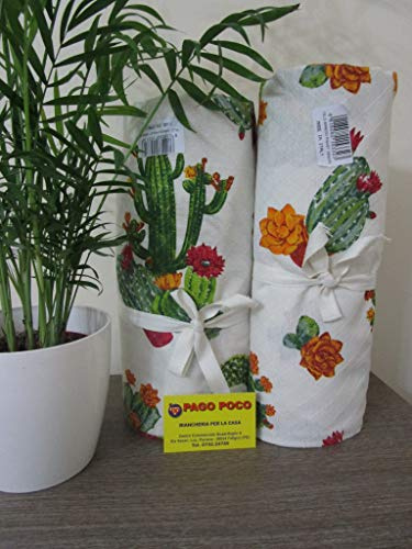 Pago Poco Telo Arredo Multiuso Copritutto Disegno Cactus 100% Cotone Singolo e Matrimoniale 100% Novita' 2020!!! (Singolo 170x260)