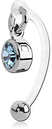 viva-adorno Intimate Piercing Kvv Christina Bioflex Piercing Banana Crystal Round Pendant Belly Button Piercing Z550, Aqua