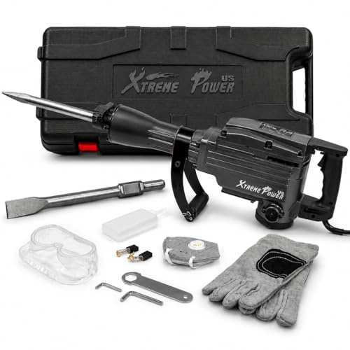 XtremepowerUS Pro-Series Marteau électrique de démolition 2200 W avec burin plat et foret à burin pointu avec étui de transport