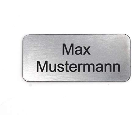 Gravurheim - Briefkastenschild Türschild individuelle Gravur Name | selbstklebend - personalisiert | Kunststoff - Plastik | viele Farben und Größen (8x3,5cm Rechteck abgerundet, Silber-Schwarz)