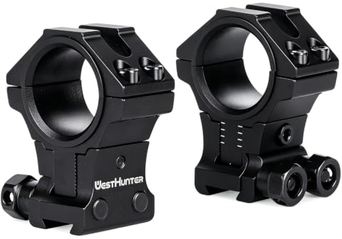 WestHunter Optics Adjustable Height Dovetail Scope Rings, 1 Inch 30 mm Precision Scope Mount | Black