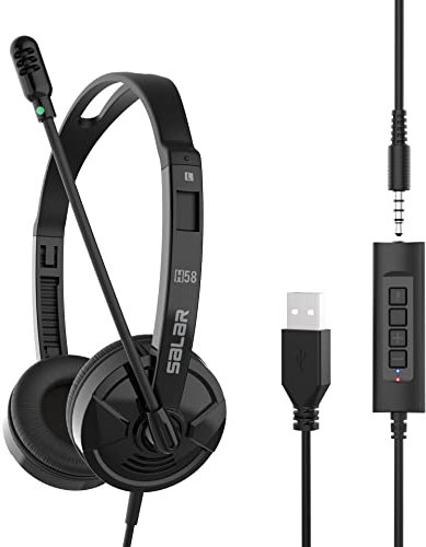 OHHXGK Casque USB avec Micro, 3.5mm Casque PC Stéréo Filaire avec Anti-Bruit et Contrôle de Volume, Casque Téléphone pour Skype/Centre d'appels/Conférences Téléphoniques/Chat en Ligne
