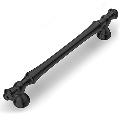 Amerdeco 6 Stück Möbelgriffe Schwarz, 128mm Lochabstand, Zinklegierung Schubladengriffe & Schrankgriffe für Küchenschränke & Kleiderschränke UK0017