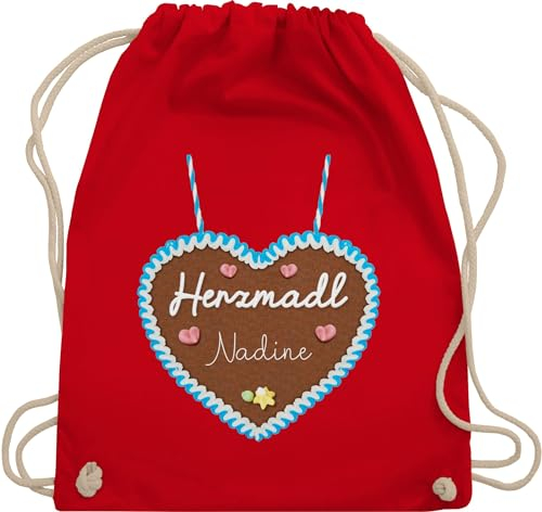 Turnbeutel Rucksack - Kompatibel Oktoberfest - Herzmadl Lebkuchenherz - Unisize - Rot - oktoberfest-tasche trachtenrucksack trachten herz juterucksack trachtenrucksäcke bayrisch name beutel