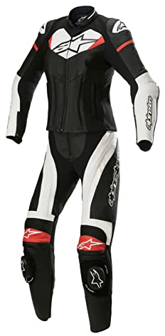 Lederkombi Alpinestars Stella GP Plus 2PC Damen Zweiteiler Kombi für Frauen, Black White Bright RED, 40
