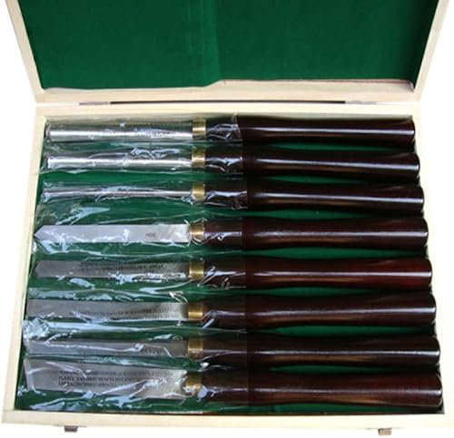 OITTo Juego de cinceles para torneado de Madera, Juego de cinceles para Torno de Madera con Caja de Madera, Torno de gubia para torneado de Madera (8 Piezas)