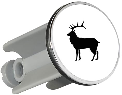 Huuraa Waschbeckenstöpsel Hirsch Silhouette Geschenk | Universal Stopfen 4cm höhenverstellbar Abflussstopfen Geschenkidee Stöpsel mit Motiv für das Waschbecken