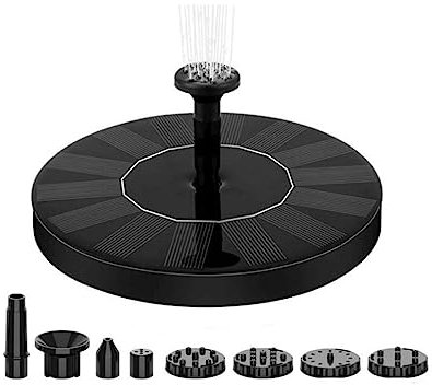 Voarge Solar Fountain Pump, Floating Solar Water Fountain with 6 Nozzles, Outdoor Solar Powered Fountain Pump for Bird Bath, Fish Tank, Small Pond, Garden, Pool, Fountain Decor