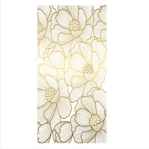 Film de fenêtre Anti-Regard, Lotus Abstrait doré Film décoratif pour vitres, Motifs Uniques, Protection de la Vie privée, Protection UV, Semi-Transparent - NCWANG 45x200 CM