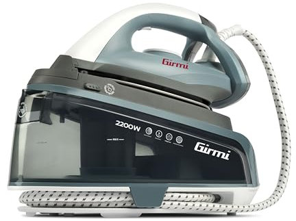 Girmi SS04 Generatore di vapore, 2200 Watt, 3 Bar, Filtro Anti-Calcare, Funzione Self-Clean, 1500 cc, Volume di Vapore Eco 50 g/min Max 100g/min, Azzurro