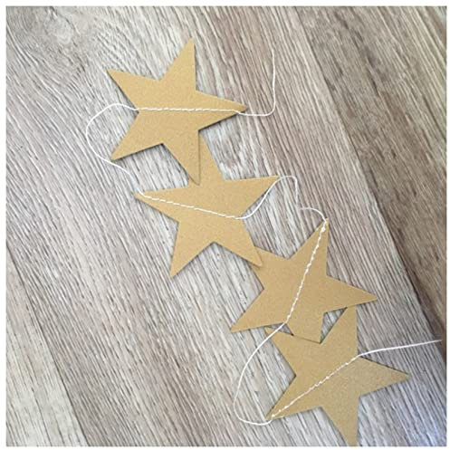 Wimpelkette Outdoor 4 Meter Garland Star Saite Hängende Papier Handwerk Bunting for Geburtstag Hochzeitsfeier Home DIY. Dekoration Wimpelkette (Color : Gold, Size : 7x7cm)