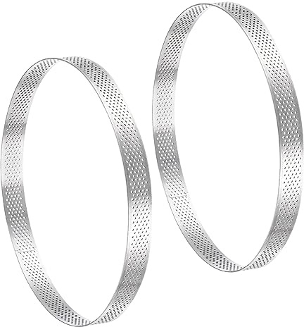 sourcing map 2pcs Stainless Steel Cake Rings for Baking, Perforated Cake Mousse Ring Kitchen Baking Heat-Resistant 7.8 Diameter, 0.8 Height,for Cake Dessert, Silver