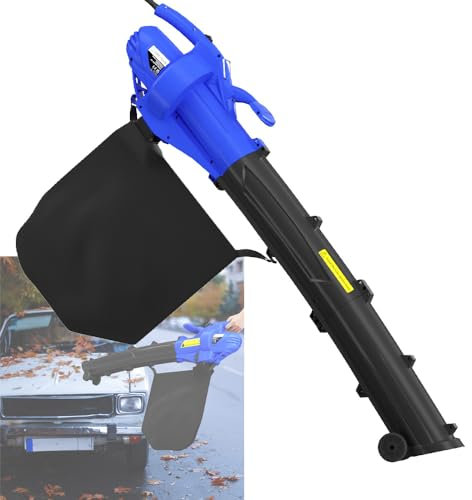 Leaf Blower and Vacuum Garden Vacuum and Shredder, 6-Speed Adjutstable Garden Shredder with 35L Leaf Collection Bag, 3000W 10m Cable Lightweight Design, 10:1 Shredding Ratio for Clearing Patio Garden